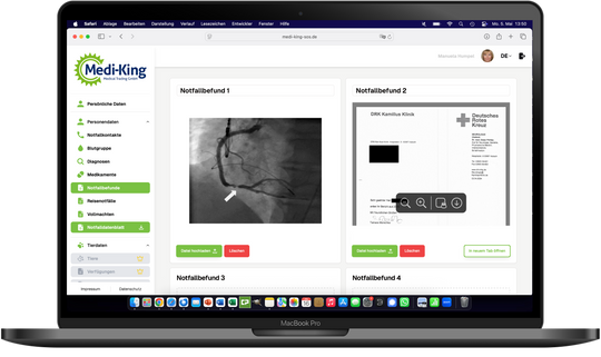 Medi-King-SOS Notfalldatenmanagement inkl. Notfallkarte im persönlichen Anschreiben