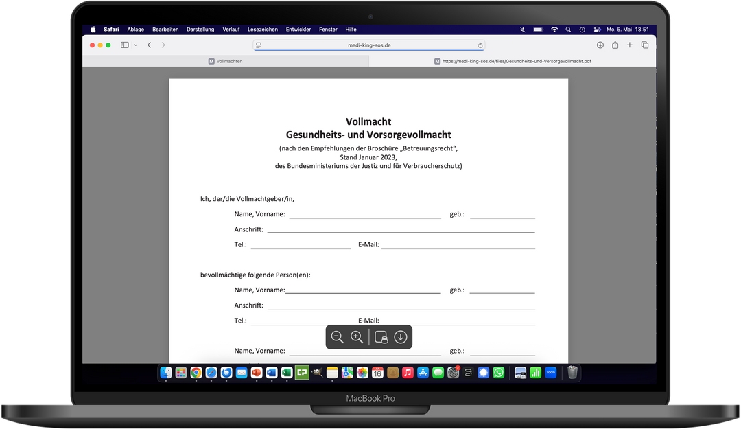 Medi-King-SOS Notfalldatenmanagement inkl. Notfallkarte im persönlichen Anschreiben