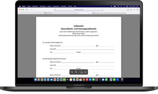 Medi-King-SOS Notfalldatenmanagement inkl. Notfallkarte im persönlichen Anschreiben
